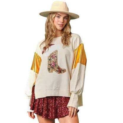 Women’s Christmas Sequin Hoodie Pullover Long Sleeve