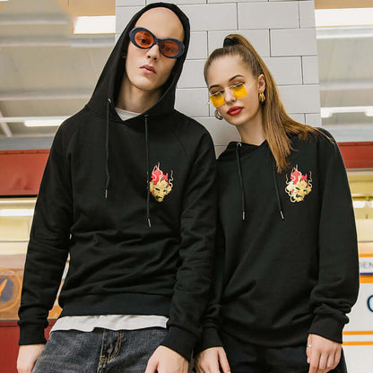 Couples Funny Hooded Sweatshirt With 3/4 Sleeves