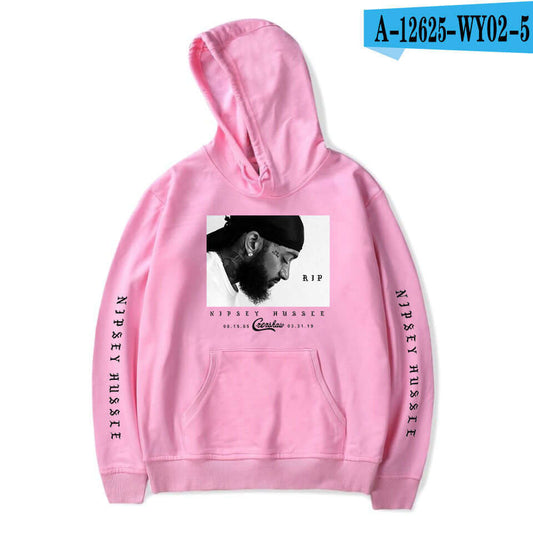 Man Hoodies & Sweatshirts A in pink featuring Nipsey Hussle tribute design