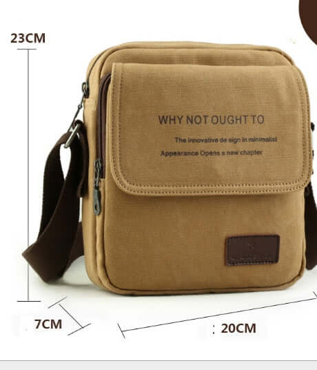 Shoulder Bags in khaki canvas with polyester lining, dimensions 20x7x23CM, stylish and functional design.
