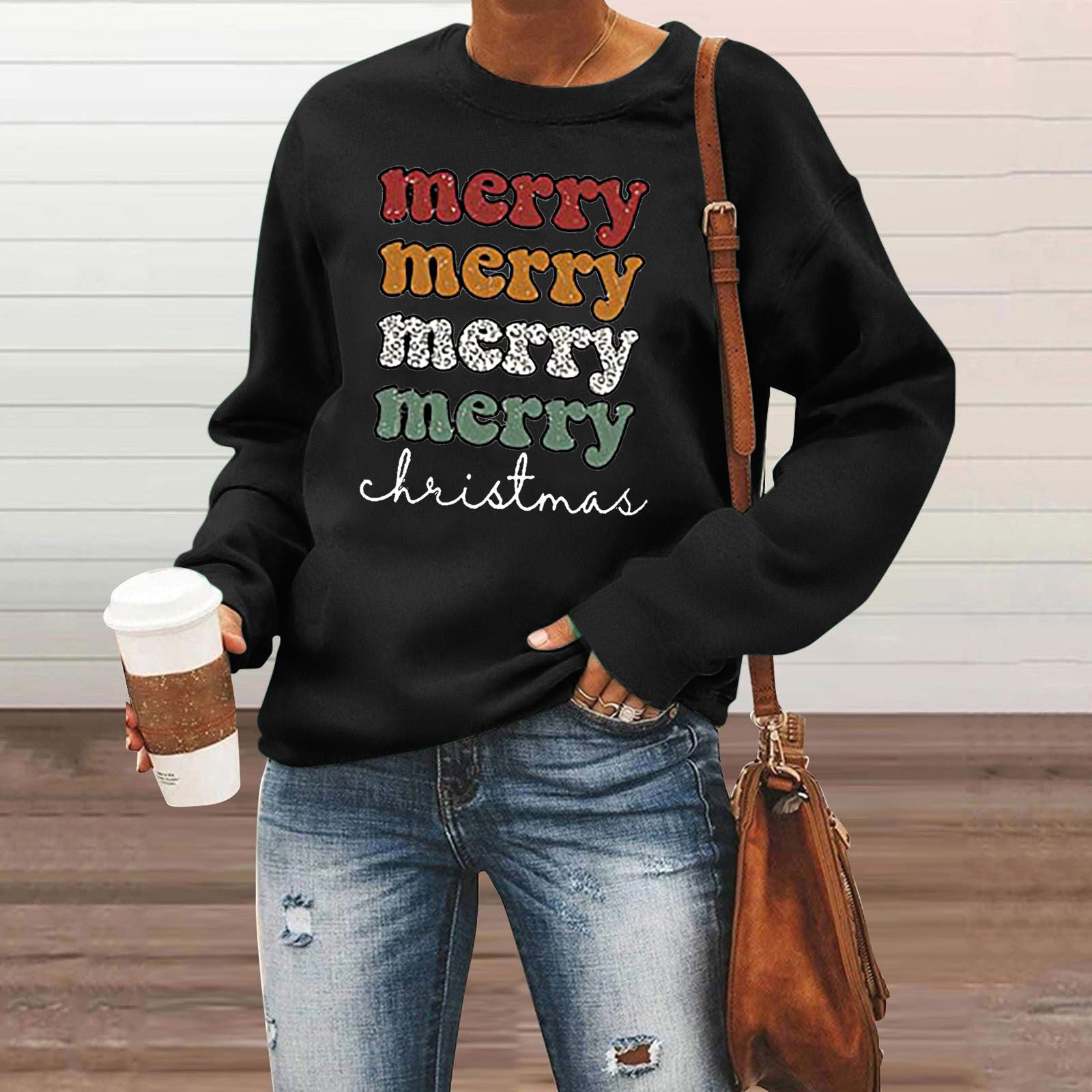 Christmas Men's And Women's Casual Long Sleeve Crew Neck Sweater Hoodie Top