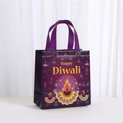 Waterproof Takeaway Shopping Bags Indian Festival Hand with Happy Diwali design.