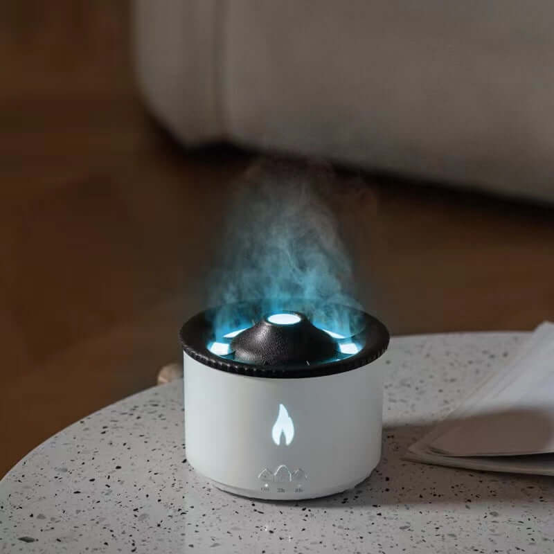 New Creative Ultrasonic Essential Oil Humidifier Volcano Aromatherapy Machine Spray Jellyfish Air Flame Humidifier Diffuser with flame effect.