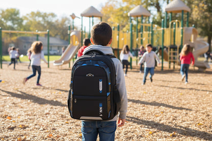 Kids & Teen School Backpack – Large Capacity Oxford Cloth Bag in dark blue, designed for grades 1-3, with spacious compartments.