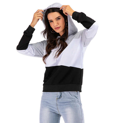 Unisex Colorblock Street Hoodie With Drawstring Hood