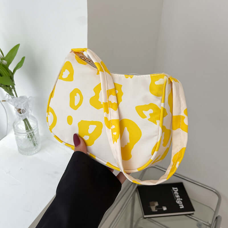 Korean Street Trend Hand-carried Women's Bags in a stylish white and yellow design, perfect for daily use.