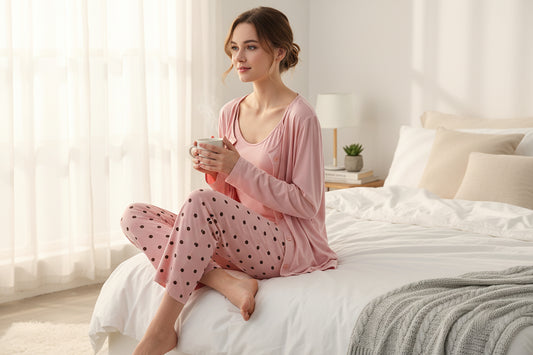 Confinement Clothing Spring And Summer Modal Three-piece Long-sleeved Trousers Pregnant Woman Feeding Nursing Pajamas