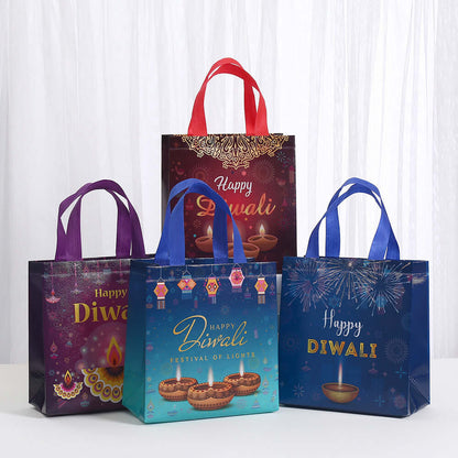 Waterproof Takeaway Shopping Bags Indian Festival Hand in colorful designs celebrating Diwali.