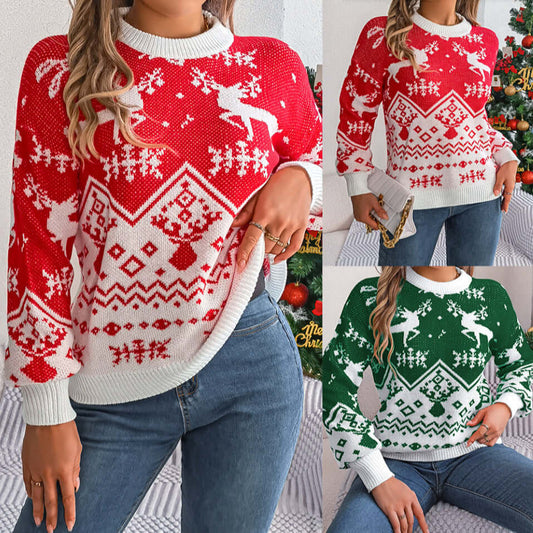 Women’s Deer Knit Christmas Sweater Pullover