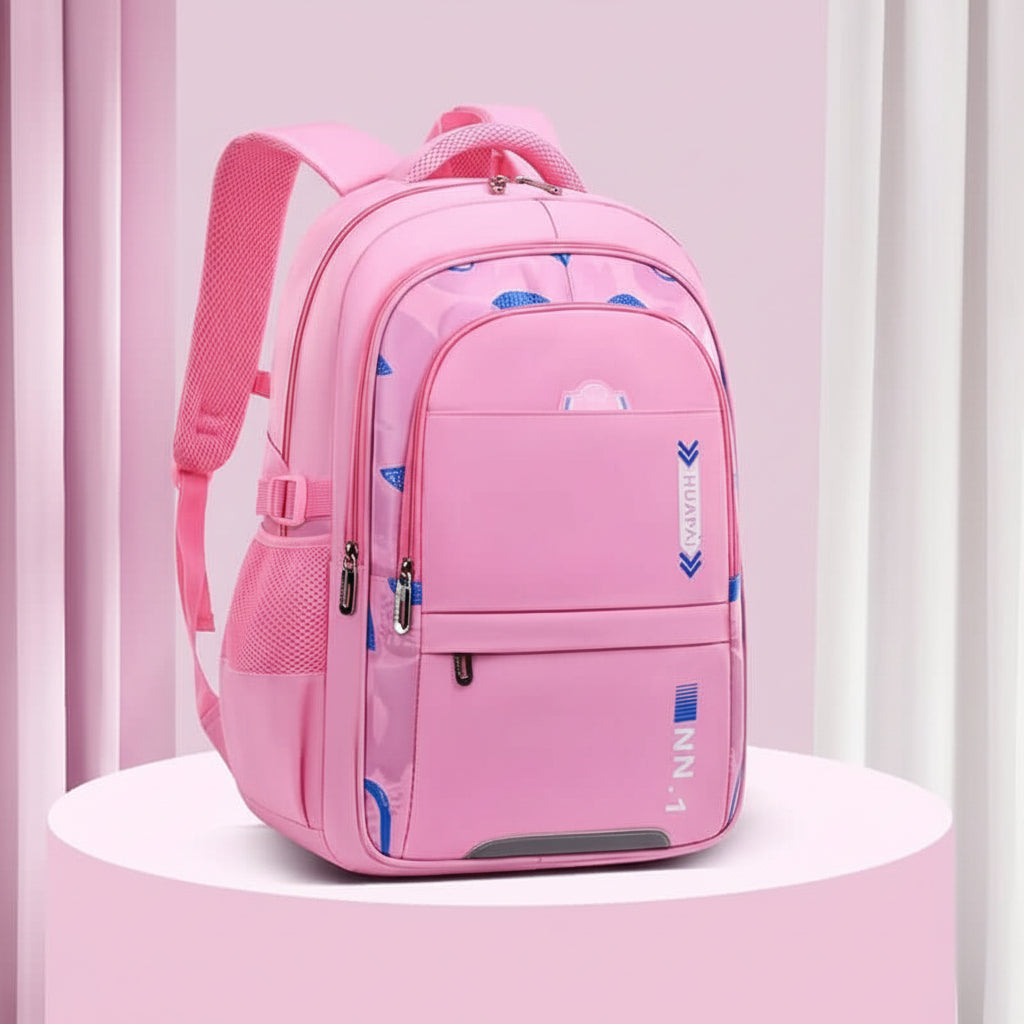 Kids & Teen School Backpack – Large Capacity Oxford Cloth Bag in pink, suitable for grades 1-3.