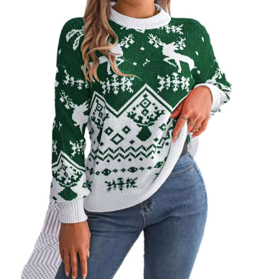Women’s Deer Knit Christmas Sweater Pullover