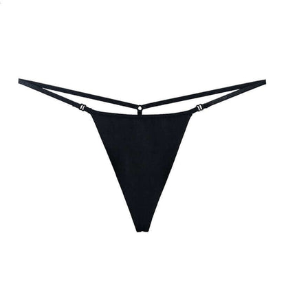 Ultrathin a string thong woman in black with elegant design and minimal coverage.