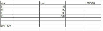 Size chart for Fashion Printed Dress For Woman showing bust measurements for sizes S, M, L, XL.