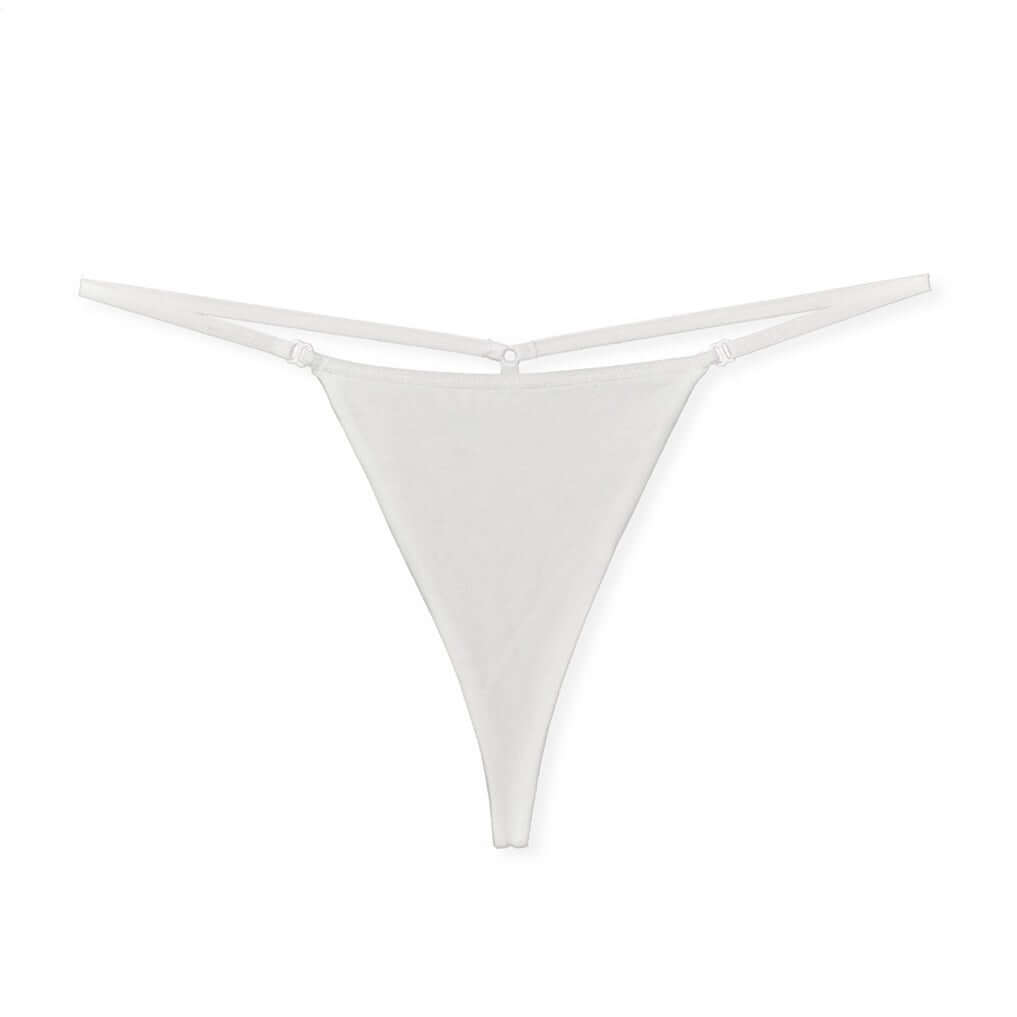 Ultrathin a string thong woman in white with minimal coverage and stylish design.