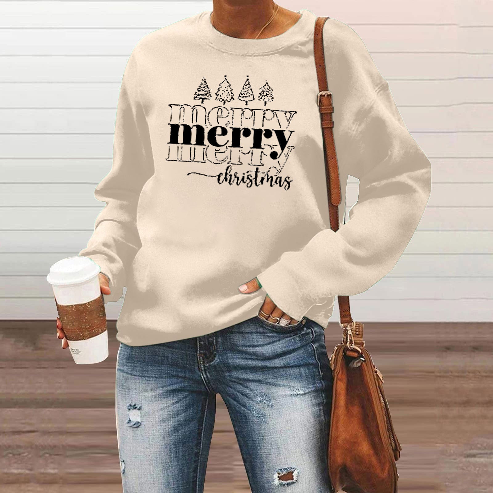 Christmas Men's And Women's Casual Long Sleeve Crew Neck Sweater Hoodie Top