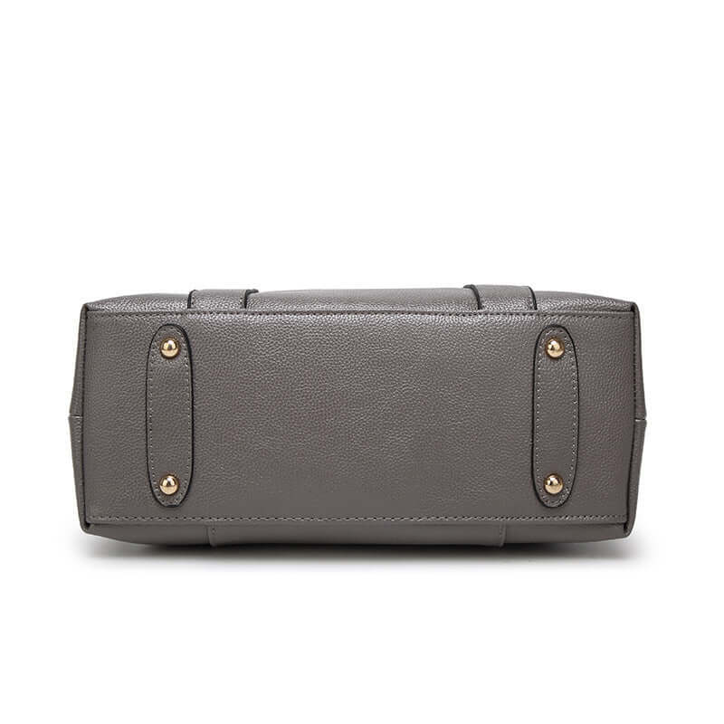 Fashion Women Bags Ladies Hand Bags Shoulder Bag Handbag view from bottom in gray PU leather with gold hardware