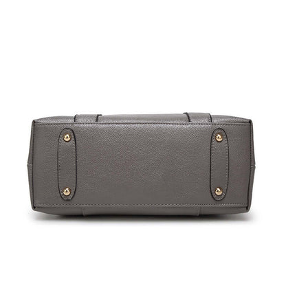 Fashion Women Bags Ladies Hand Bags Shoulder Bag Handbag view from bottom in gray PU leather with gold hardware