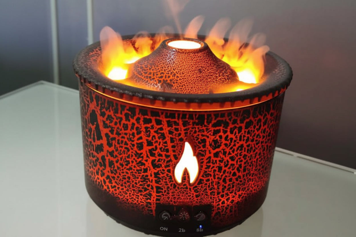 New Creative Ultrasonic Essential Oil Humidifier Volcano Aromatherapy Machine Spray Jellyfish Air Flame Humidifier Diffuser