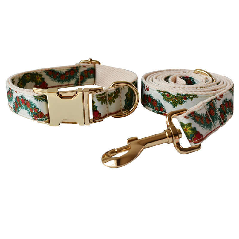 Cotton Bow Knot Dog Collar And Leash Set