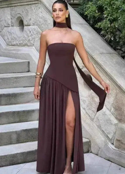 Robe Maxi Resort Sexy - Fente Irrégulière Vacances