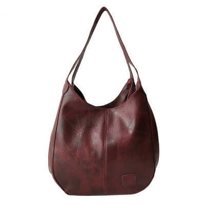 Women's Handbag PU Leather - Elegant & Practical Shoulder Bag in burgundy color.
