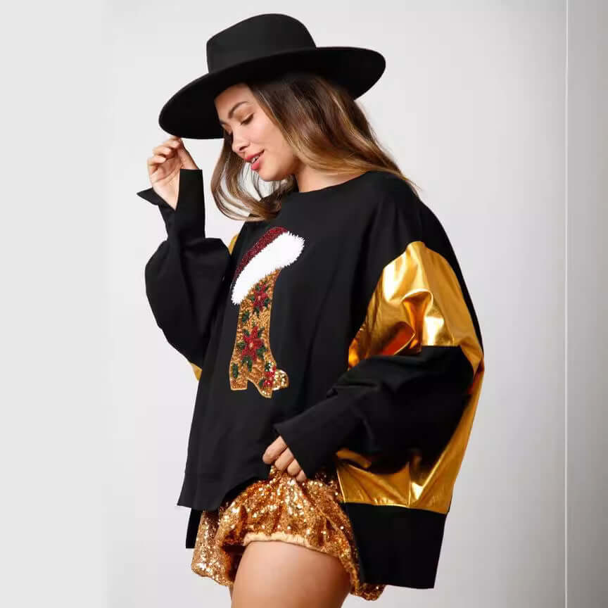 Women’s Christmas Sequin Hoodie Pullover Long Sleeve