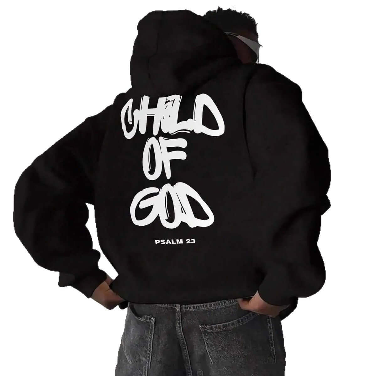 Men's Letter Print Fleece-Lined Hoodie – Casual Pullover Sweatshirt featuring bold "CHILD OF GOD" design on back.