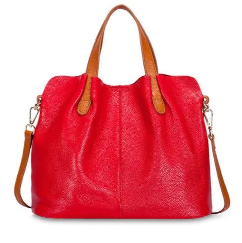 Sac Cabas Cuir Véritable Femme - Détails Franges Bohème Chic