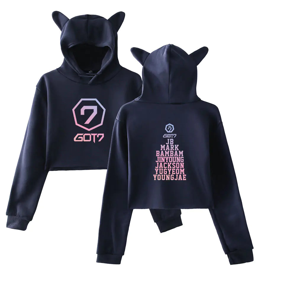 GOT7 Hoodie with Cat Print - Unisex Kpop Style