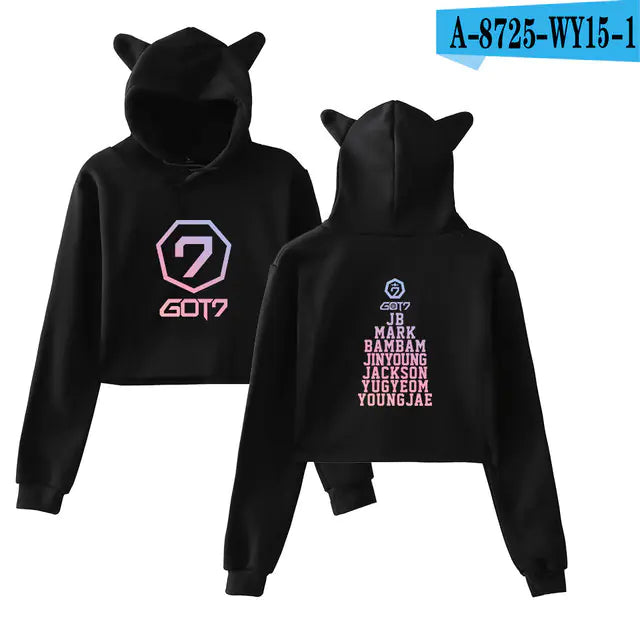 GOT7 Hoodie with Cat Print - Unisex Kpop Style