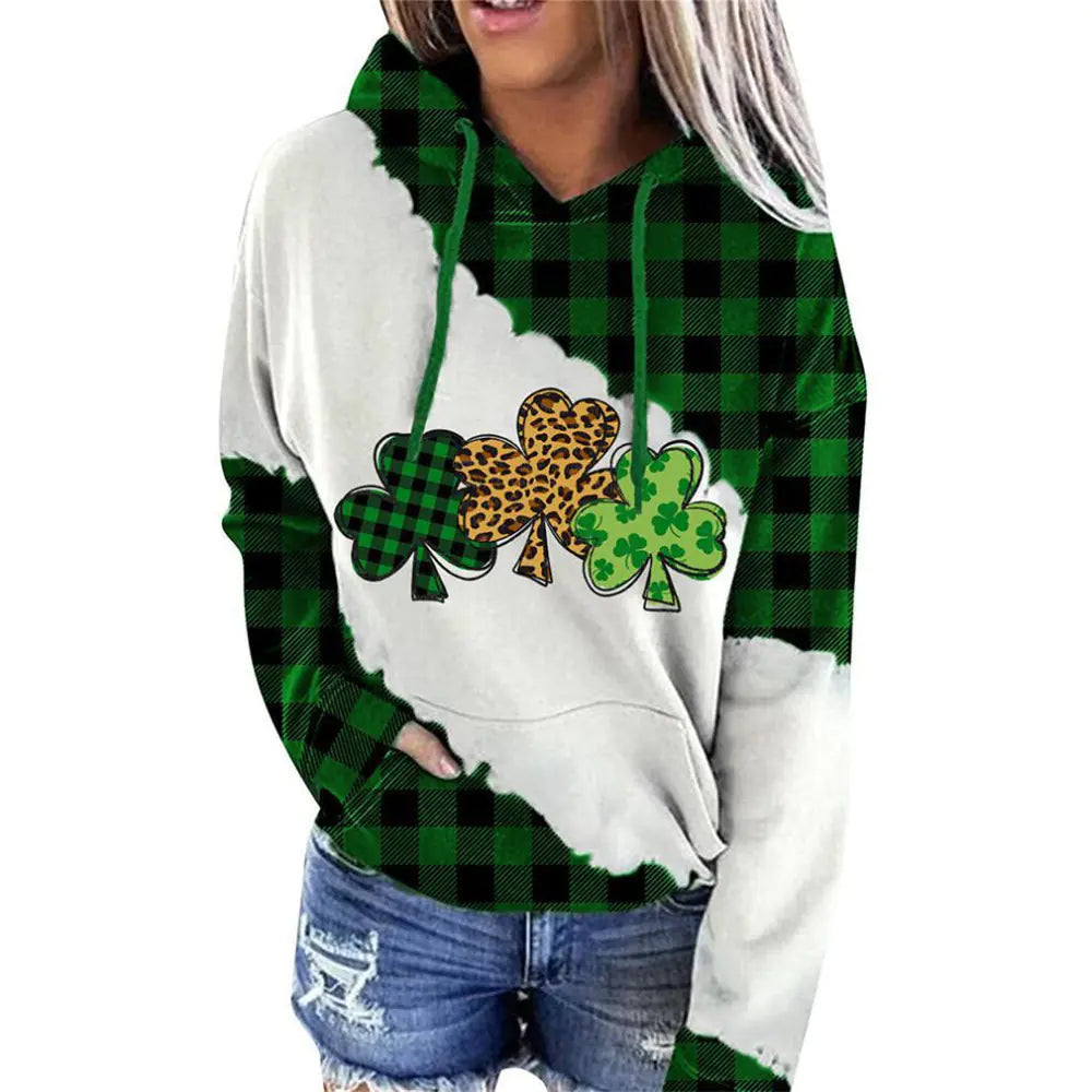 Lucky Grass Print Women’s Casual Hoodie Sweatshirt