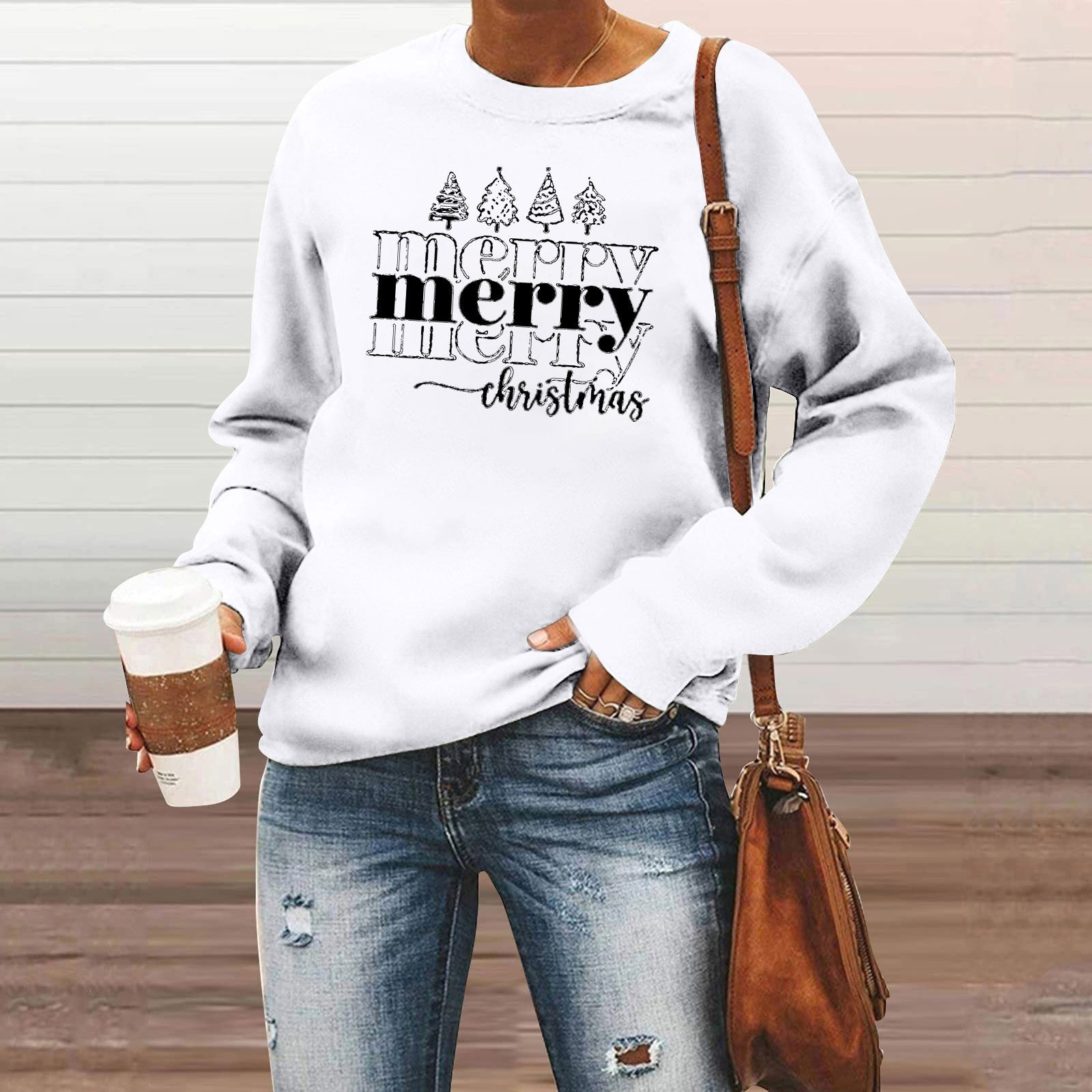 Christmas Men's And Women's Casual Long Sleeve Crew Neck Sweater Hoodie Top