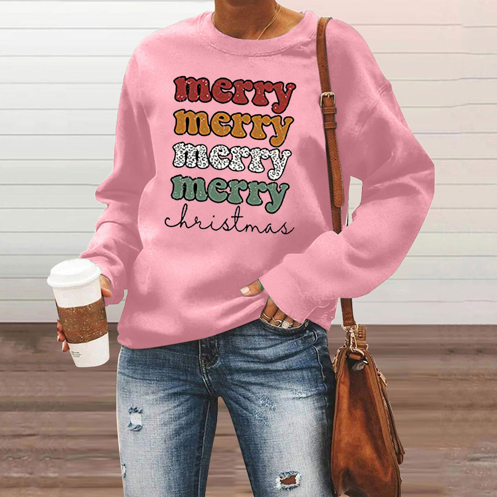 Christmas Men's And Women's Casual Long Sleeve Crew Neck Sweater Hoodie Top