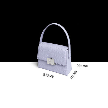 Crocodile-Pattern Leather Handbag – Versatile Carry displayed with dimensions 20CM x 16CM x 7CM.