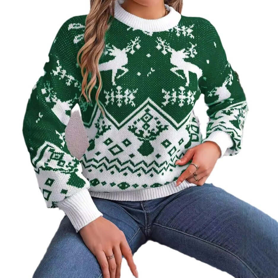Women’s Deer Knit Christmas Sweater Pullover
