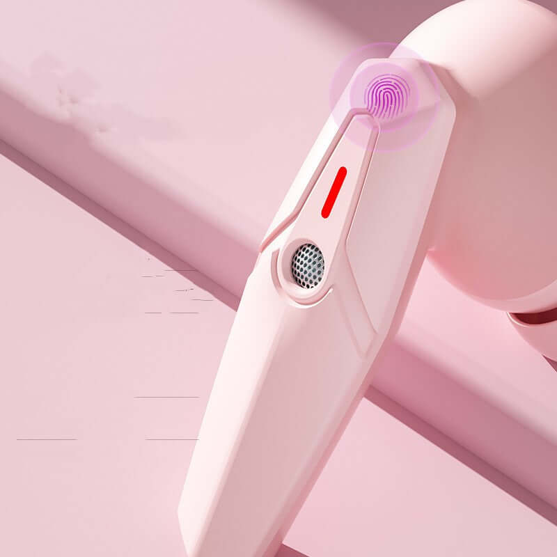 Bluetooth Headset Power Digital Display Ultra Long Endurance Sports TWS close-up of microphone and control panel in pink.