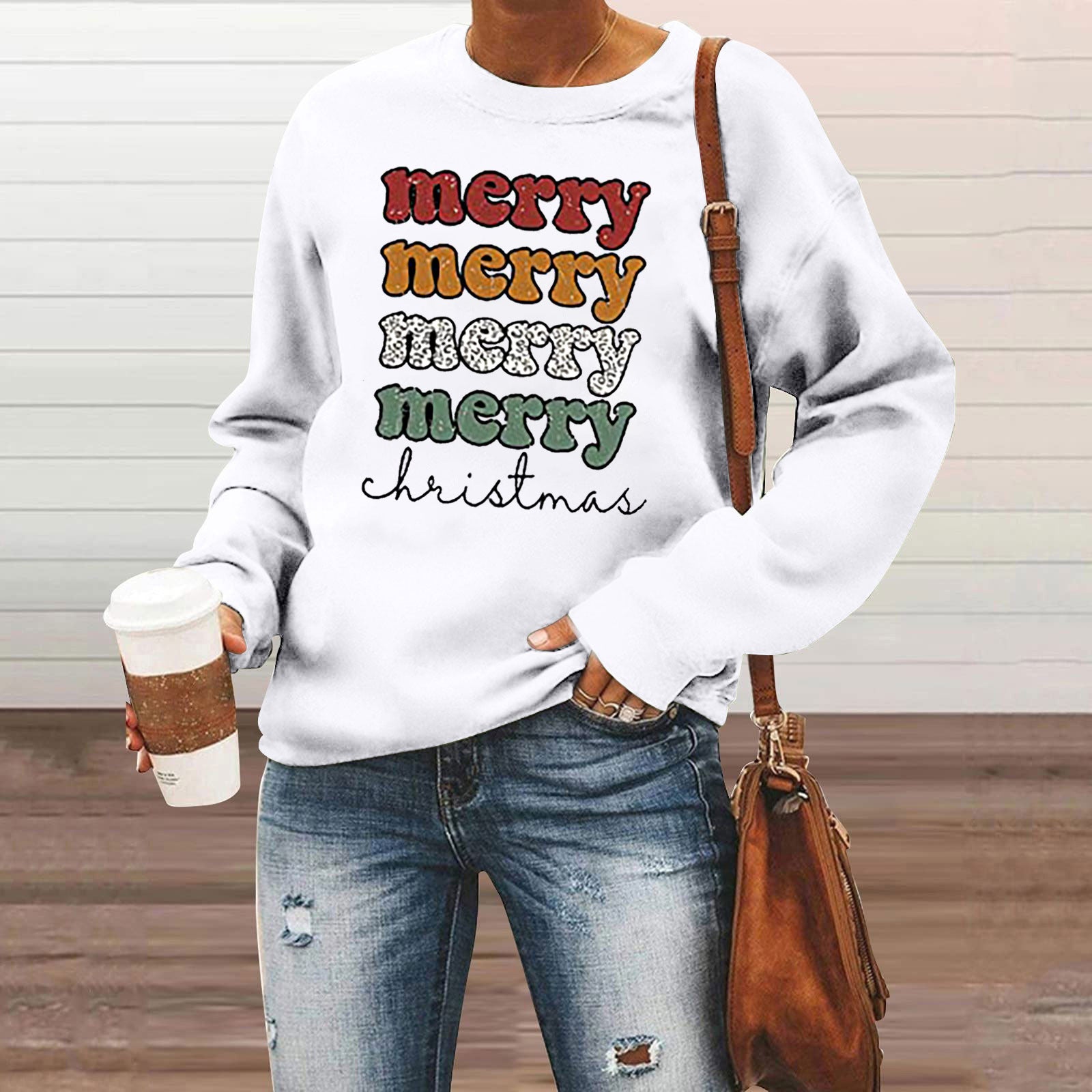 Christmas Men's And Women's Casual Long Sleeve Crew Neck Sweater Hoodie Top