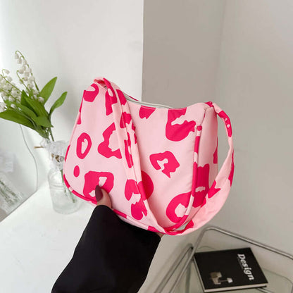 Korean Street Trend Hand-carried Women's Bags in pink with leopard print, perfect for daily use.
