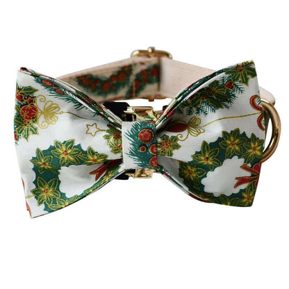 Cotton Bow Knot Dog Collar And Leash Set