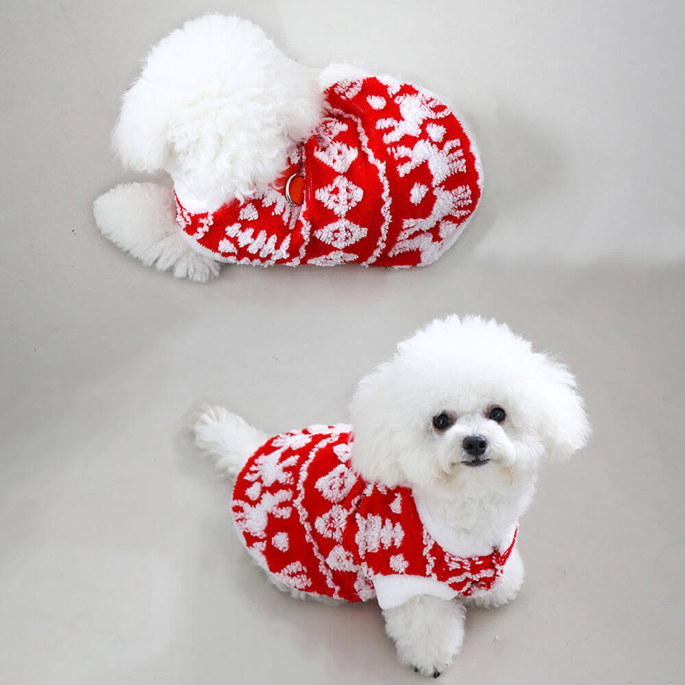 Christmas Pet Plush Hoodie With Leash Ring For Small Dogs