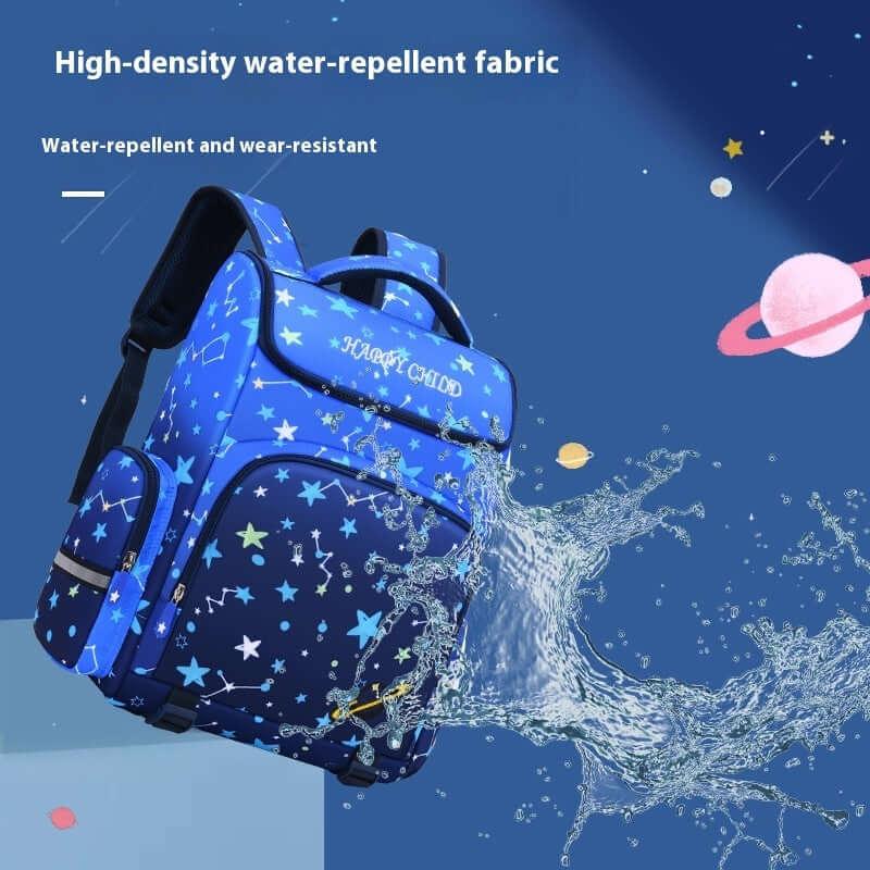 Kids' Starry Sky Backpack – Spine Protection & Waterproof School Bag with water-repellent fabric and stylish design.