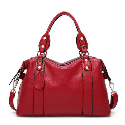 Fashion Women Bags Ladies Hand Bags Shoulder Bag Handbag in wine red PU leather with lychee pattern, stylish and casual.