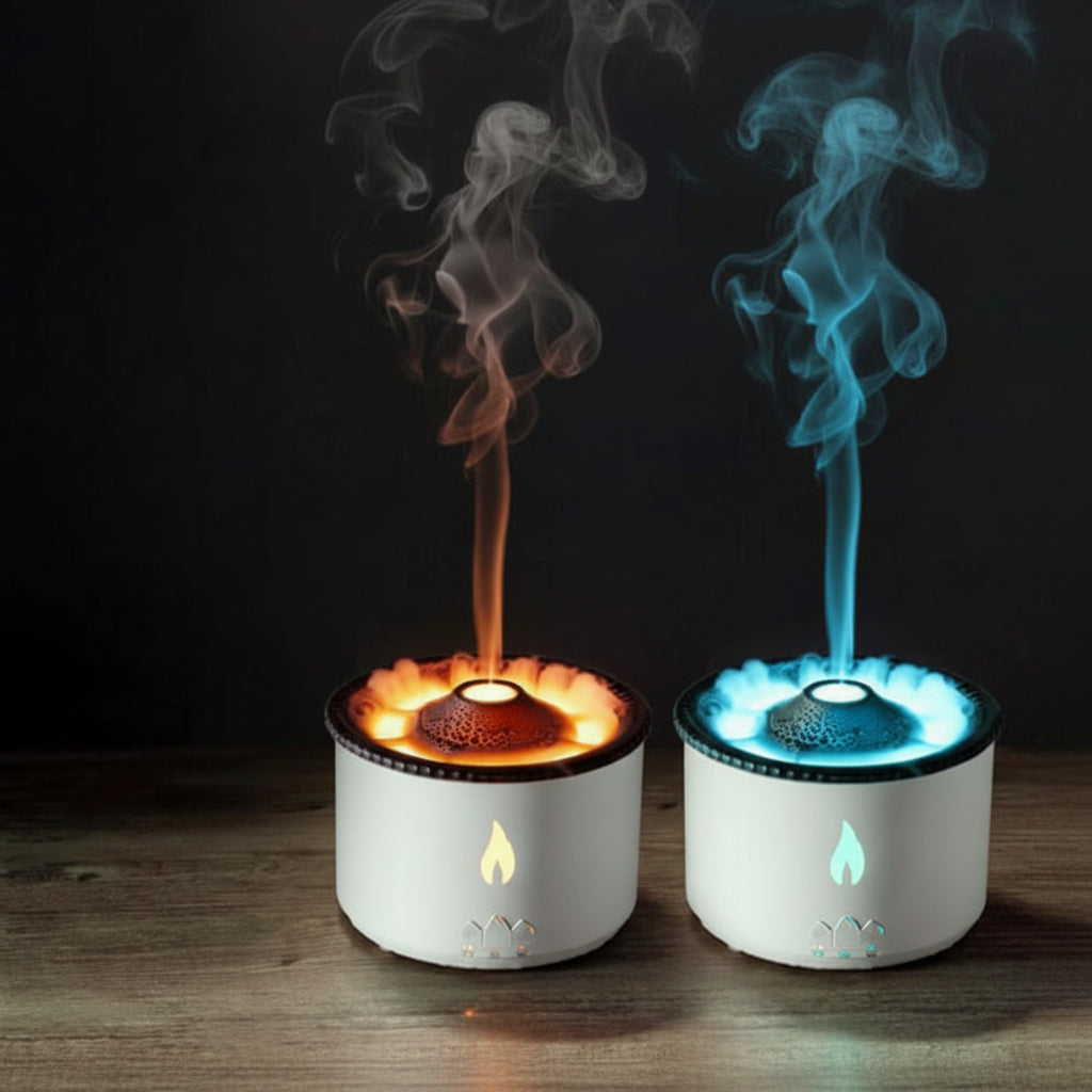 New Creative Ultrasonic Essential Oil Humidifier Volcano Aromatherapy Machine Spray Jellyfish Air Flame Humidifier Diffuser
