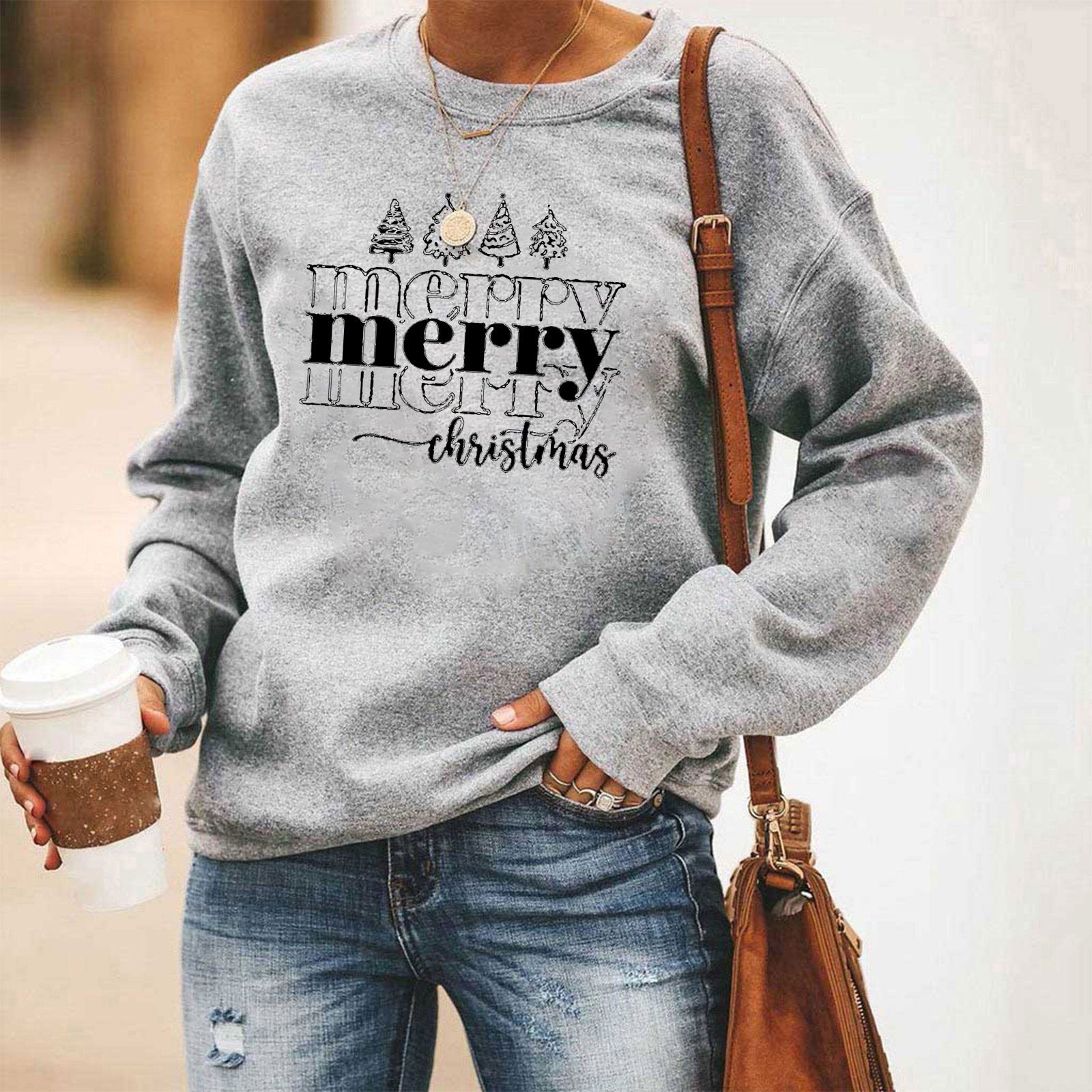 Christmas Men's And Women's Casual Long Sleeve Crew Neck Sweater Hoodie Top