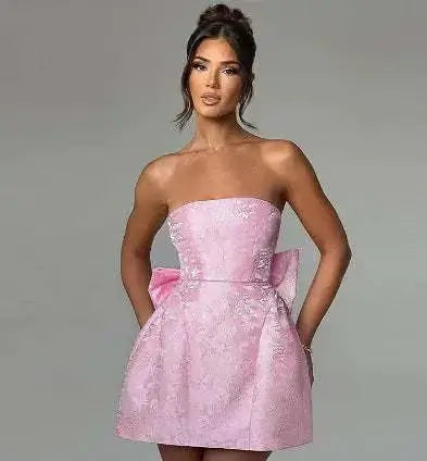 Robe Mini Épaules Dénudées - Ligne A avec Ceinture
