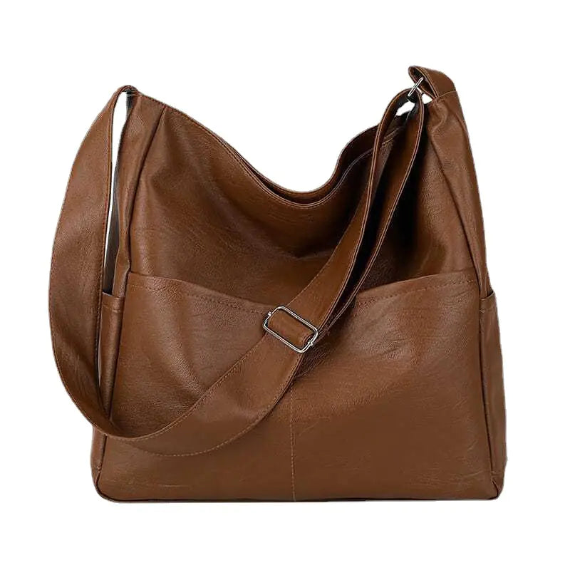 Sac Seau Vintage en Cuir Souple - Grande Capacité pour Femme