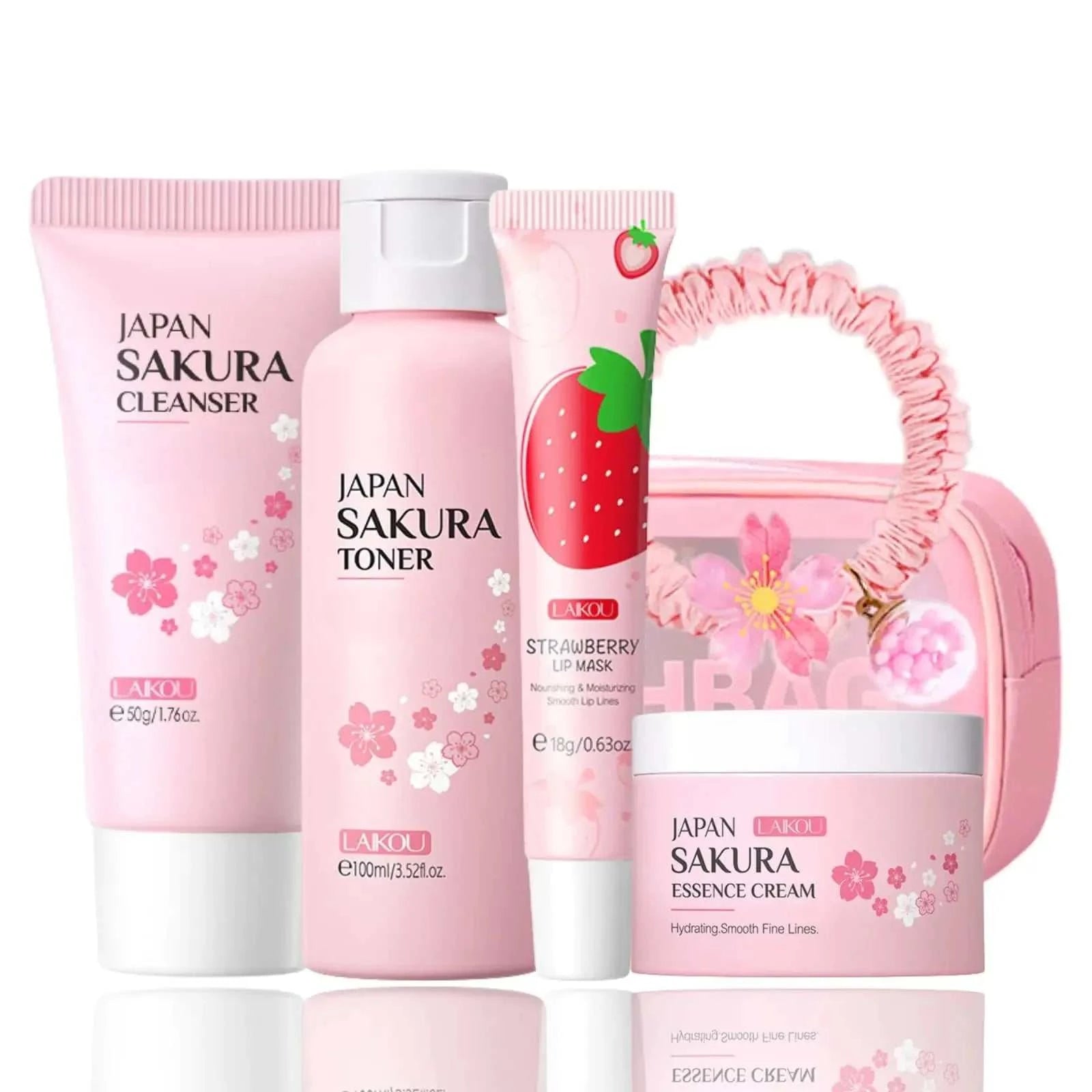 Coffret Soins Fleur de Cerisier - Kit Beauté Hydratant 6 Pièces Cadeau Parfait