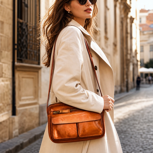 Genuine Leather Women’s Crossbody Bag – Structured Design