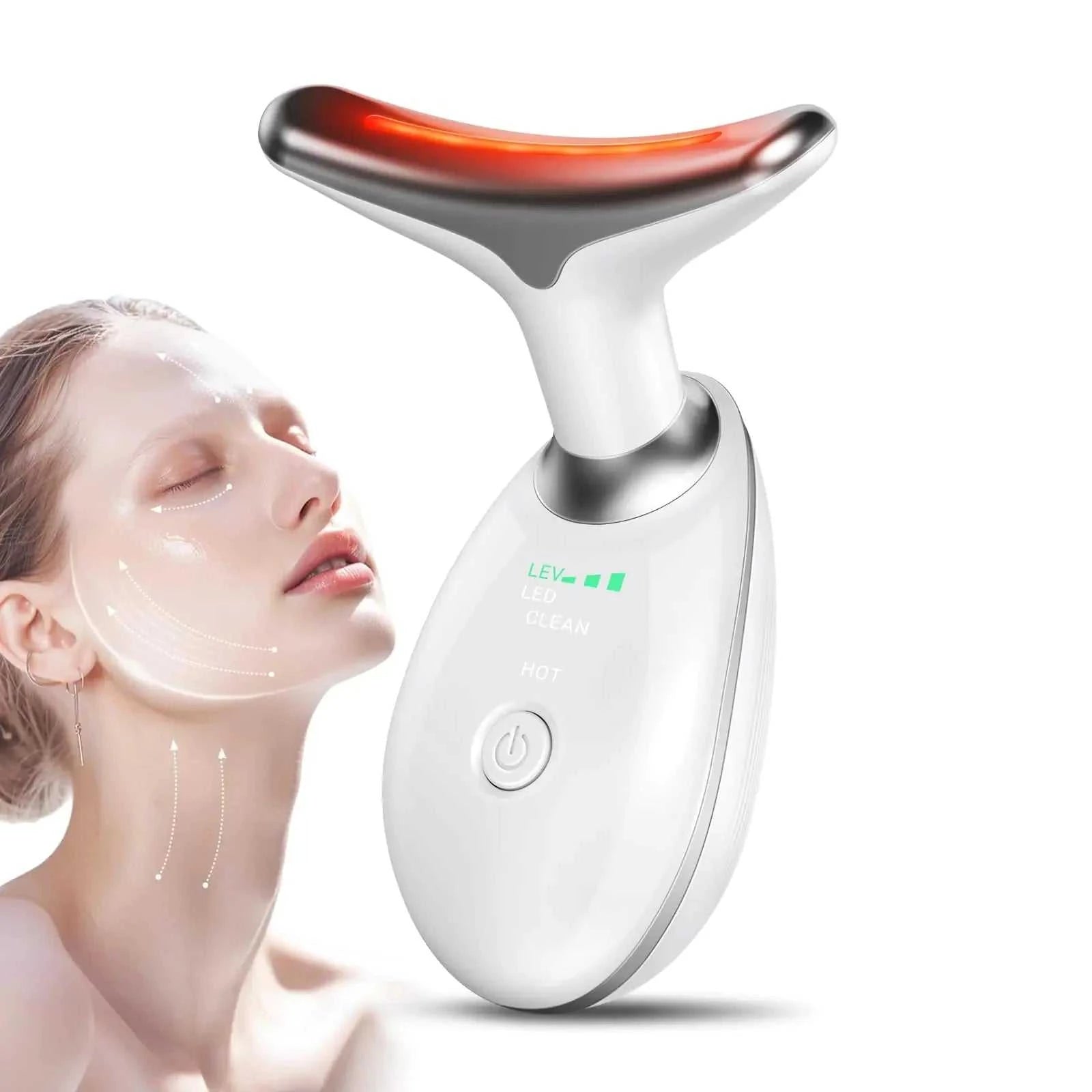 Masseur Facial et Cou Anti-Âge - Appareil de Soin Multifonctionnel avec Vibration